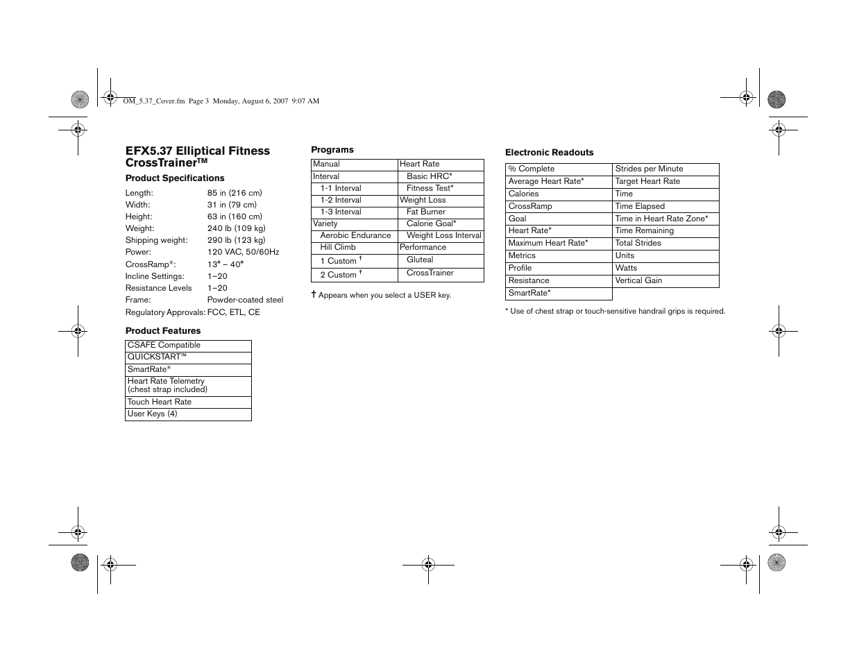 Efx5.37 elliptical fitness crosstrainer | Precor 5.37 User Manual | Page 75 / 76