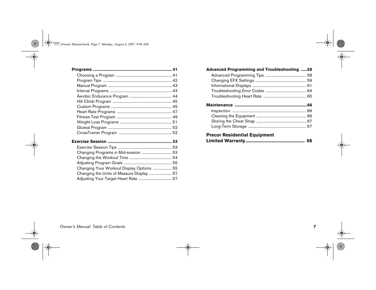 Precor 5.37 User Manual | Page 9 / 76