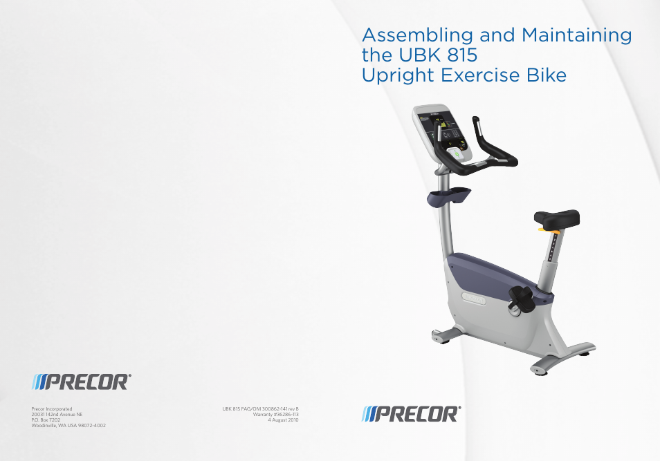Precor UBK 815 User Manual | Page 44 / 92