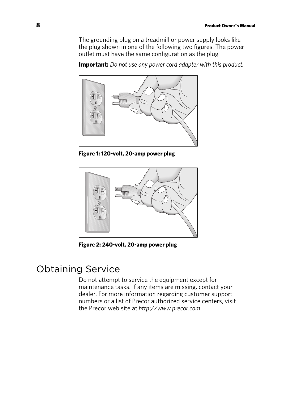 Obtaining service | Precor UBK 815 User Manual | Page 54 / 92