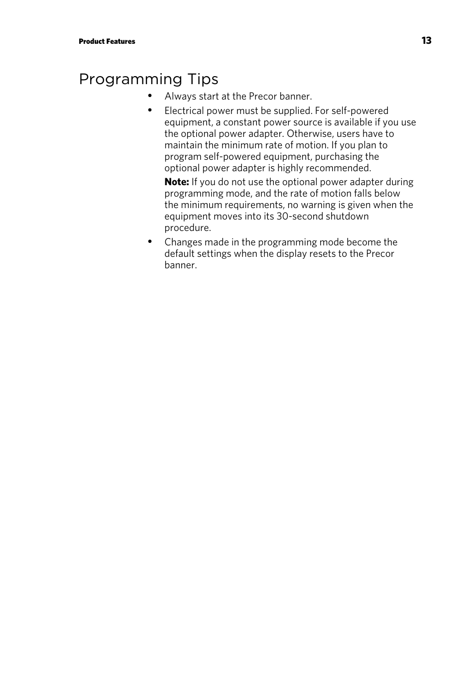 Programming tips | Precor UBK 815 User Manual | Page 59 / 92