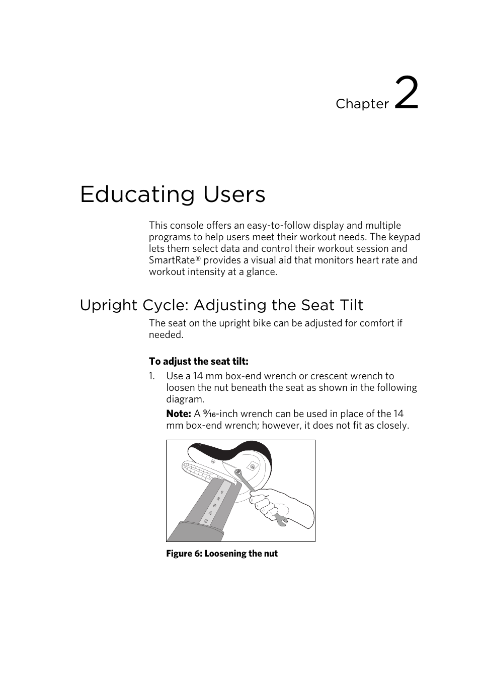 Educating users, Upright cycle: adjusting the seat tilt | Precor UBK 815 User Manual | Page 71 / 92