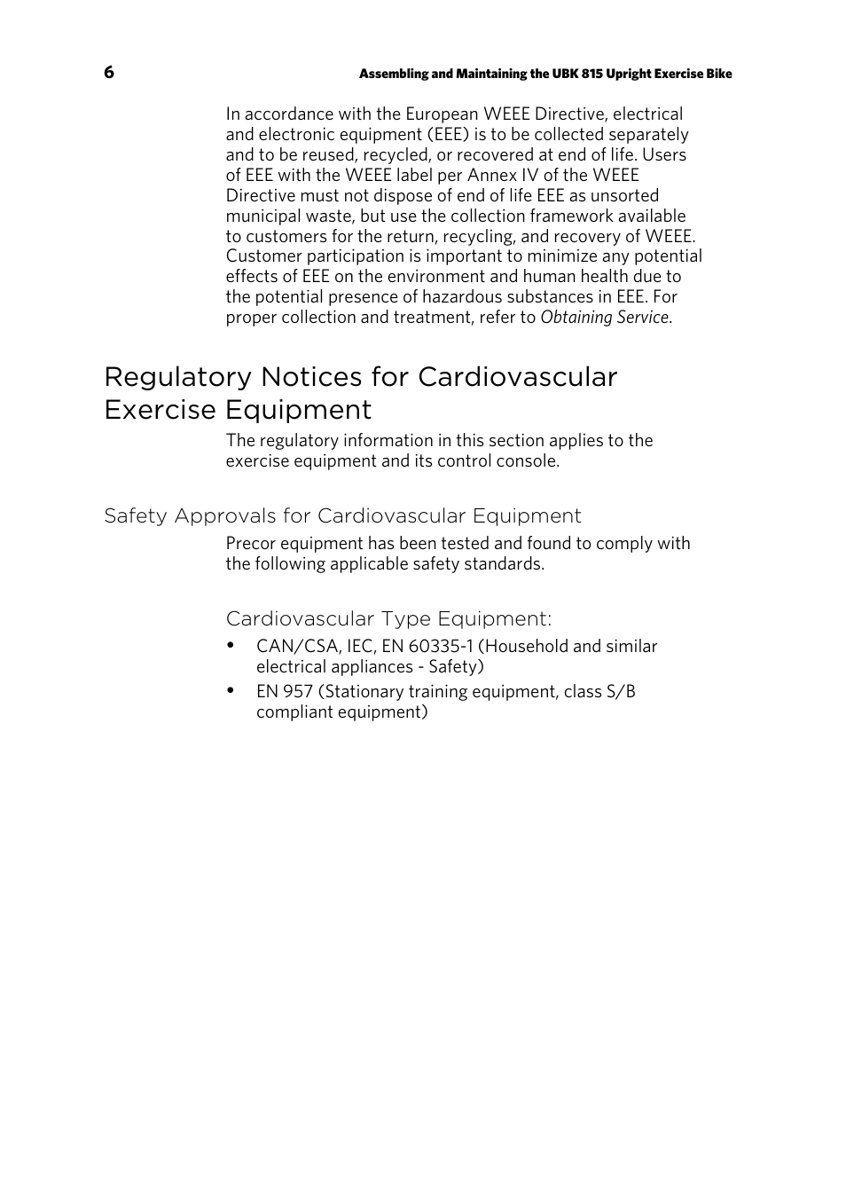 Precor UBK 815 User Manual | Page 8 / 92