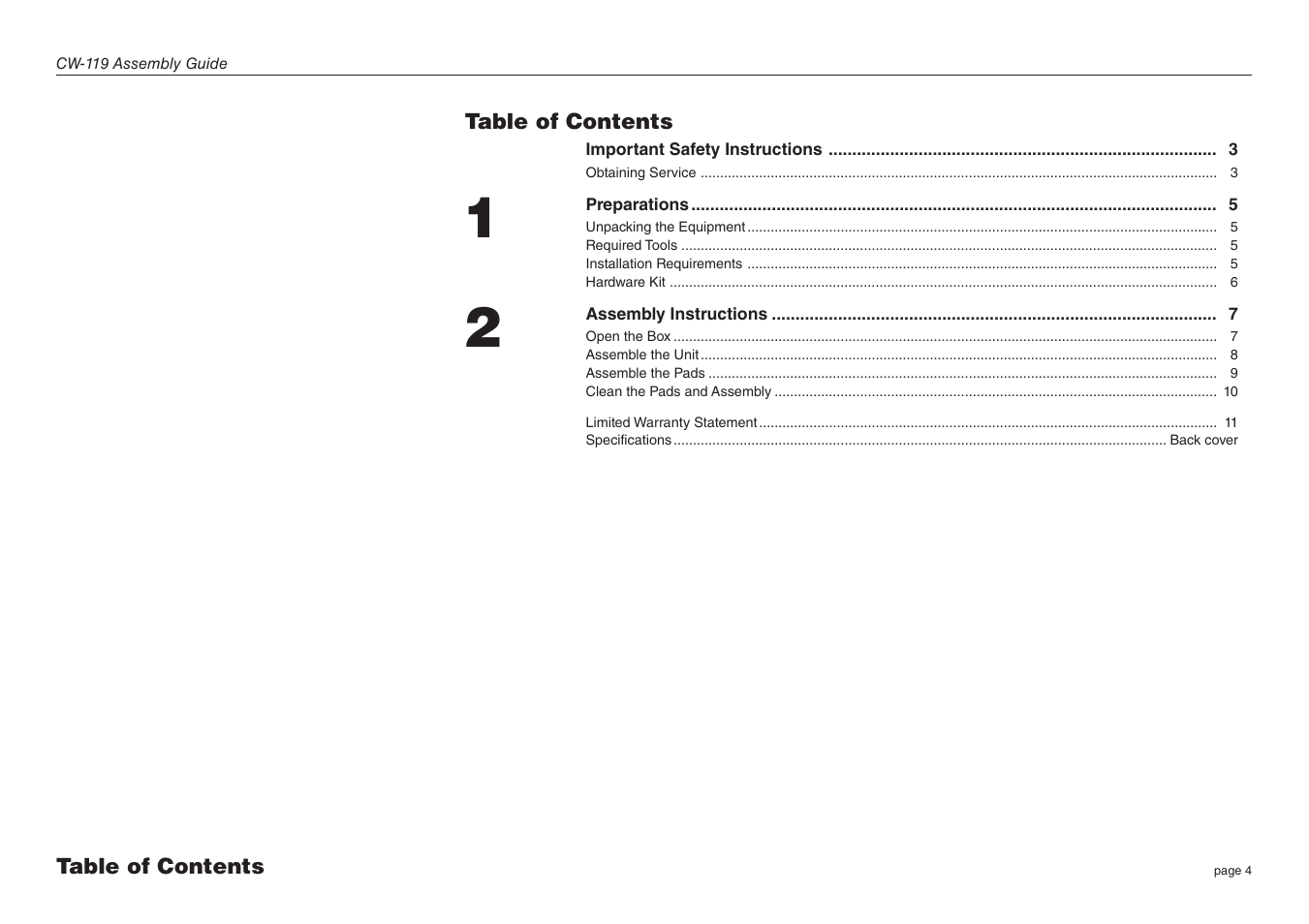 Precor CW-119 User Manual | Page 4 / 14