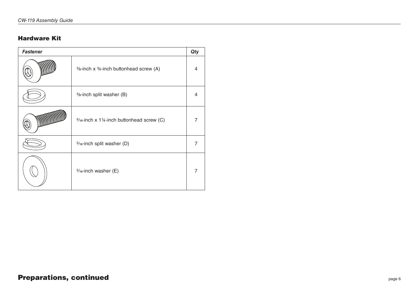 Preparations, continued | Precor CW-119 User Manual | Page 6 / 14