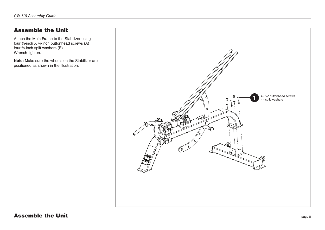 Assemble the unit | Precor CW-119 User Manual | Page 8 / 14