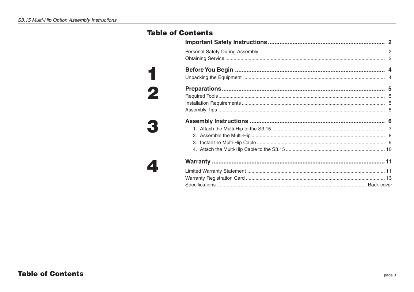Precor Multi-Hip Option S3.15 User Manual | Page 3 / 16