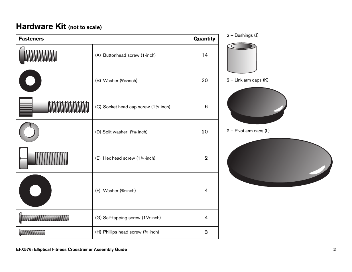 Hardware kit | Precor 946l User Manual | Page 92 / 101