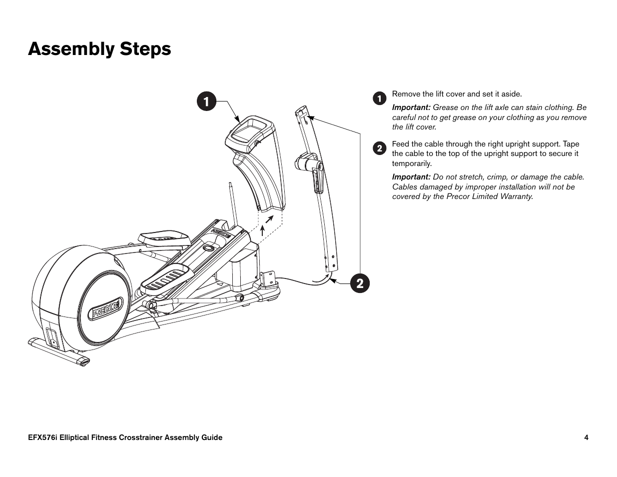 Assembly steps | Precor 946l User Manual | Page 94 / 101