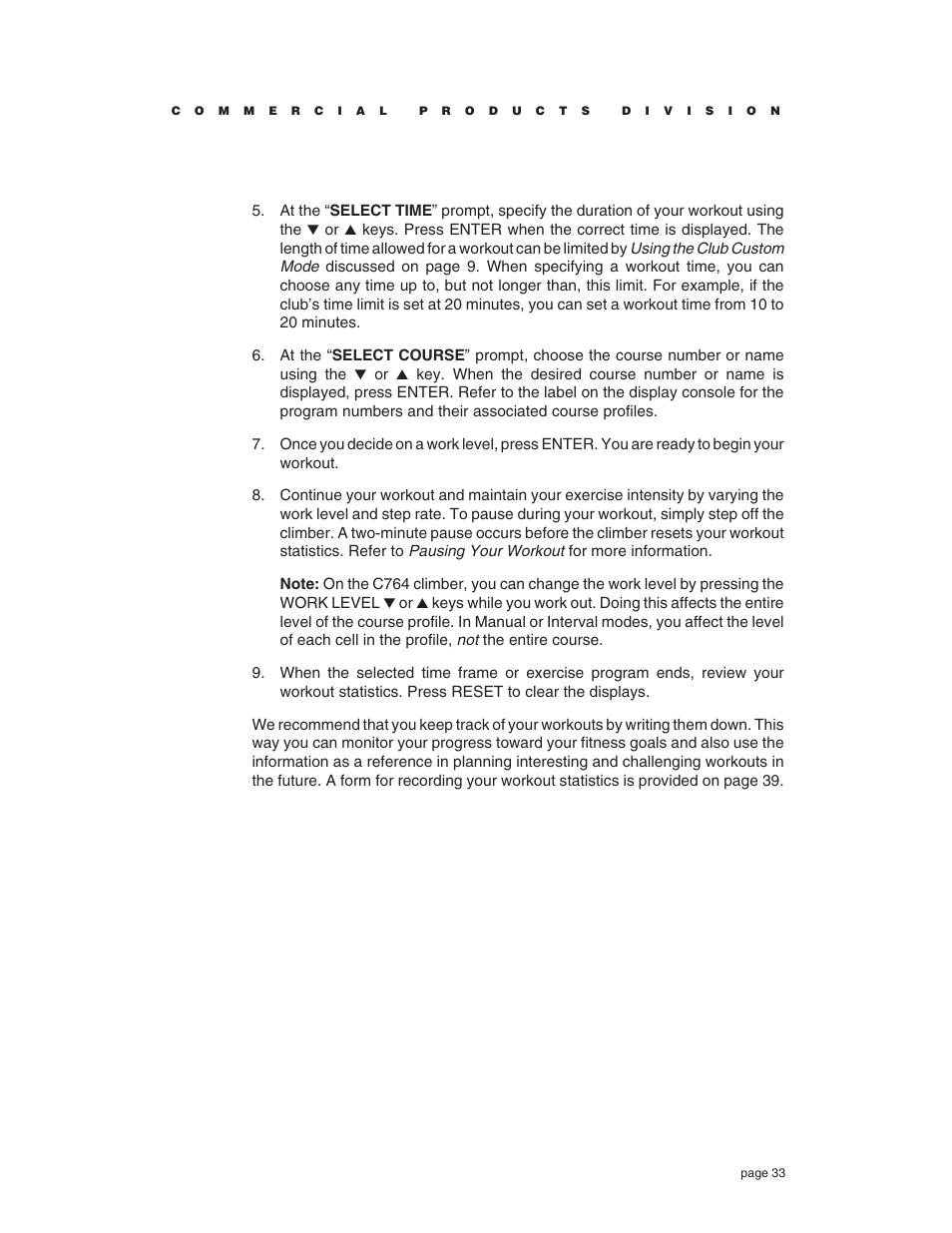 Precor C764 User Manual | Page 33 / 48