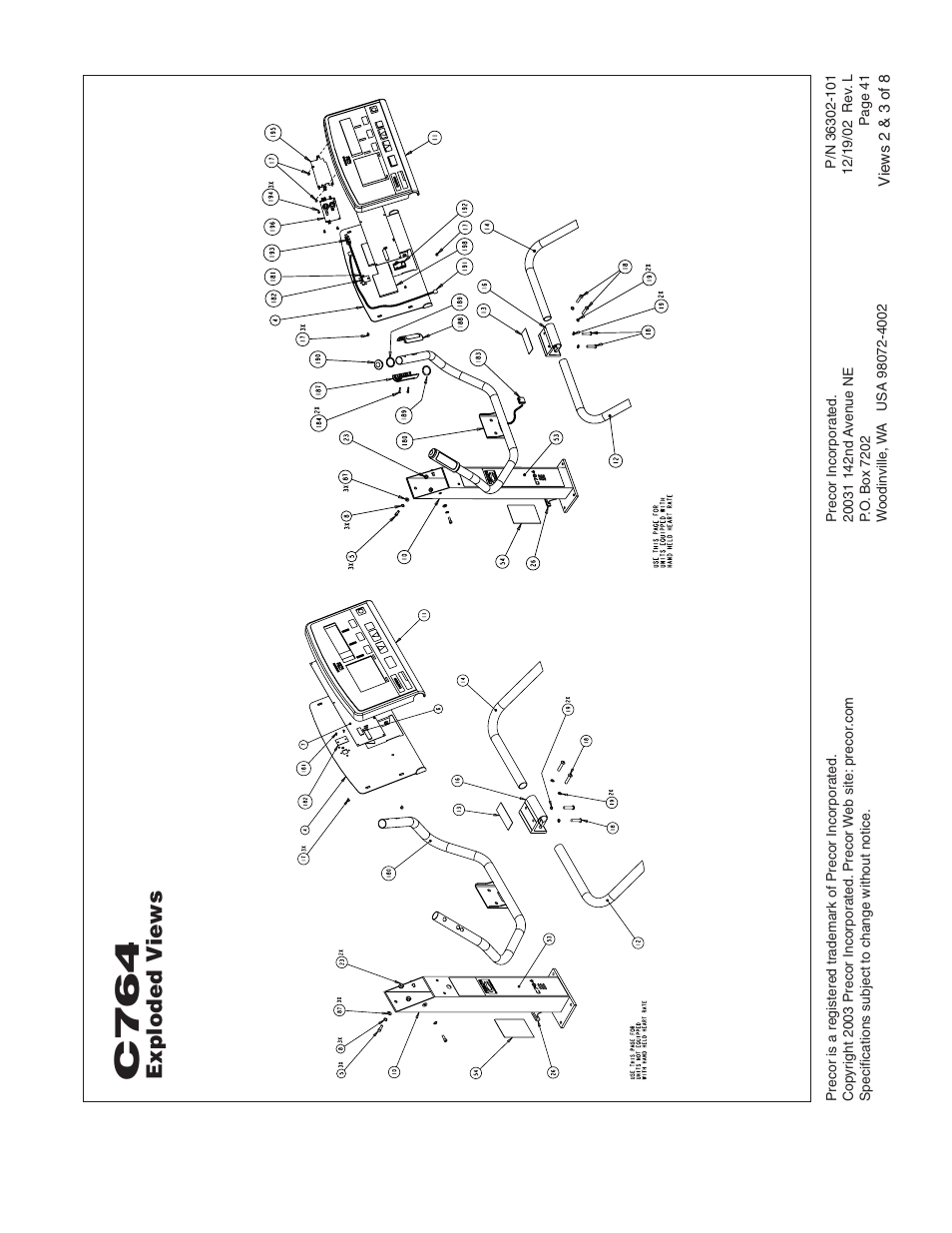 C76 4, Exploded v iews | Precor C764 User Manual | Page 41 / 48