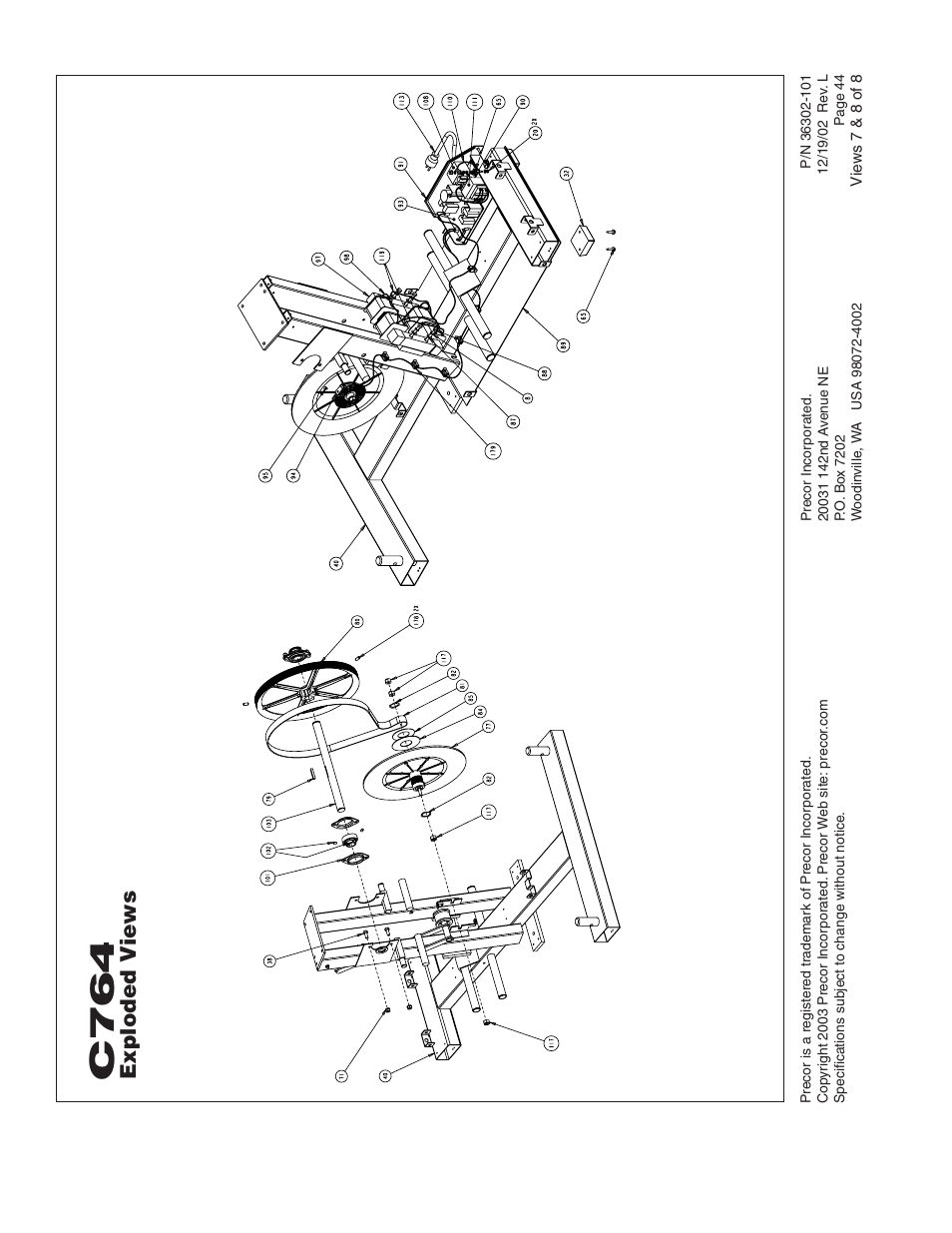 C76 4, Exploded v iews | Precor C764 User Manual | Page 44 / 48