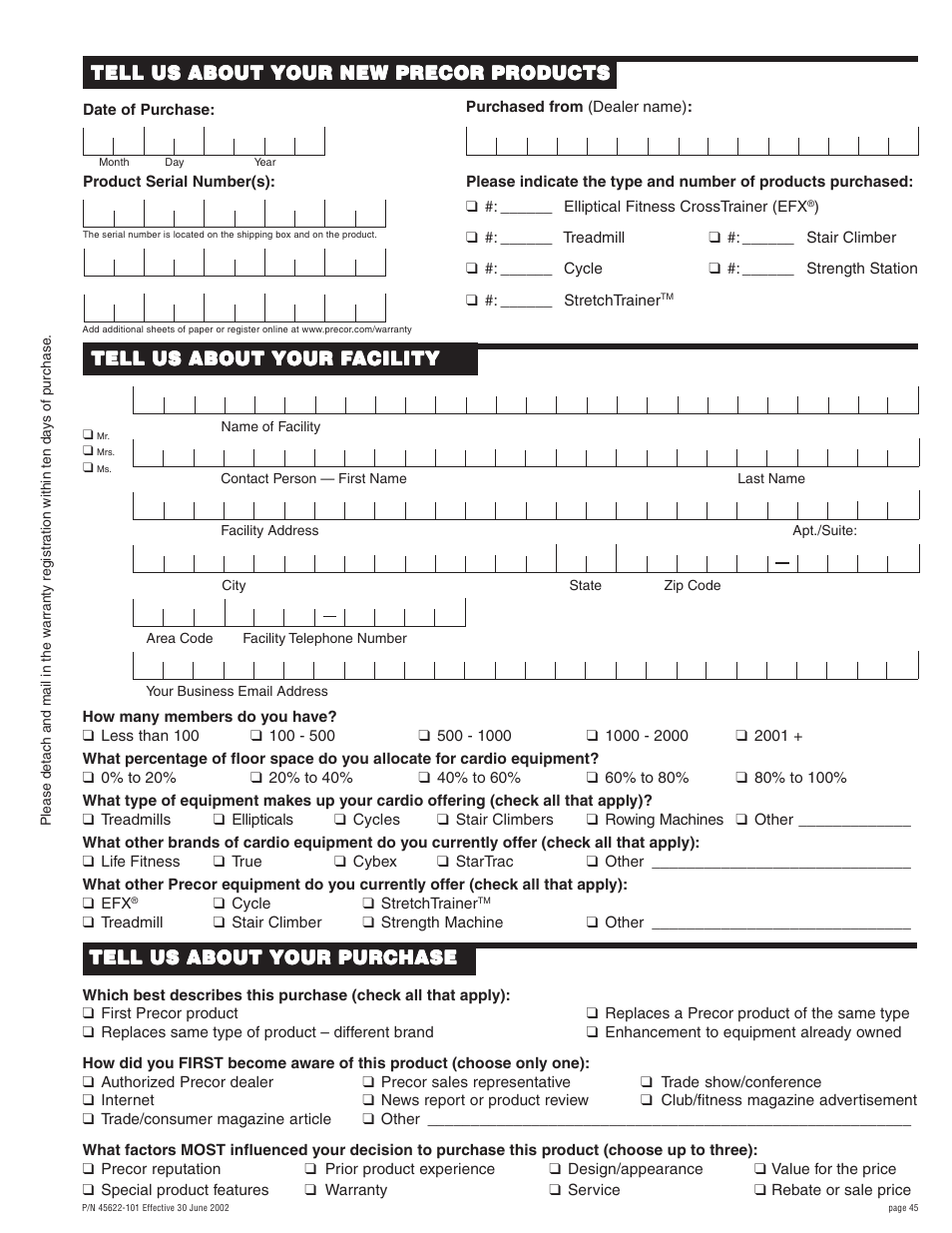 Precor C764 User Manual | Page 45 / 48