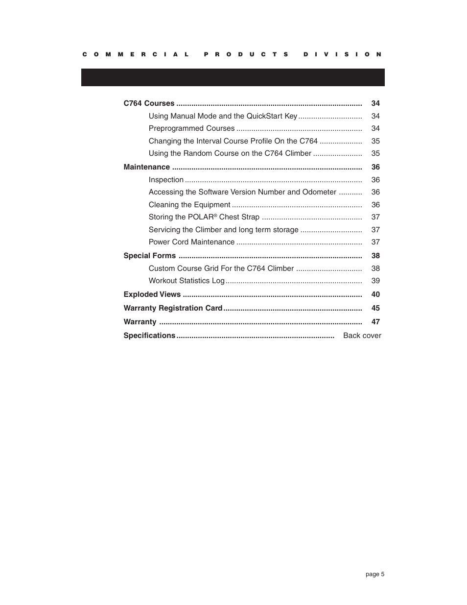Precor C764 User Manual | Page 5 / 48
