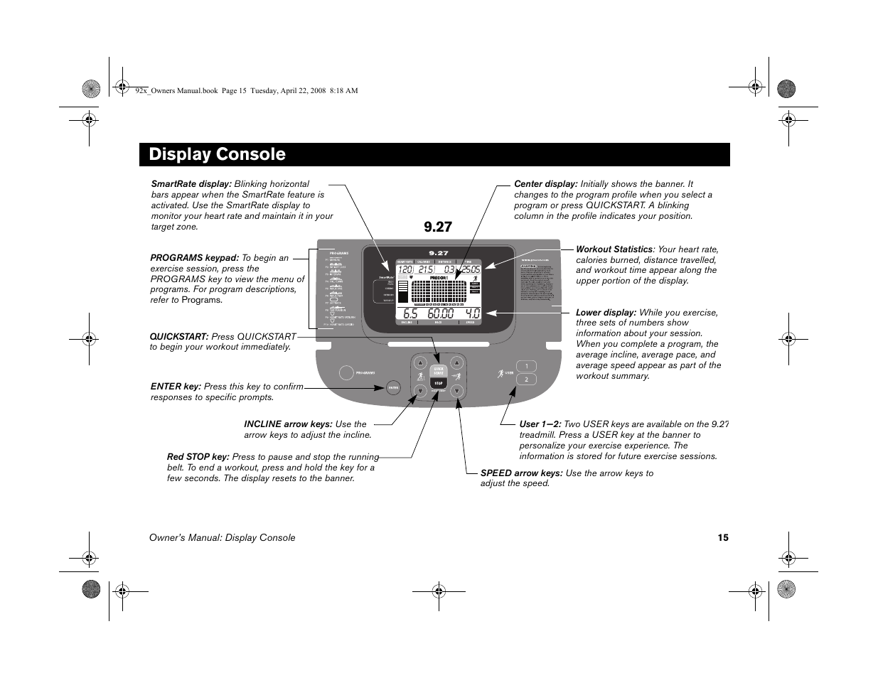 Display console, Target hr achieved | Precor MOVE BEYOND 9.23 User Manual | Page 17 / 58