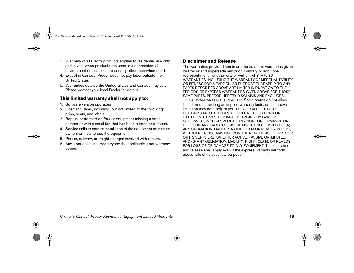 Precor MOVE BEYOND 9.23 User Manual | Page 48 / 58