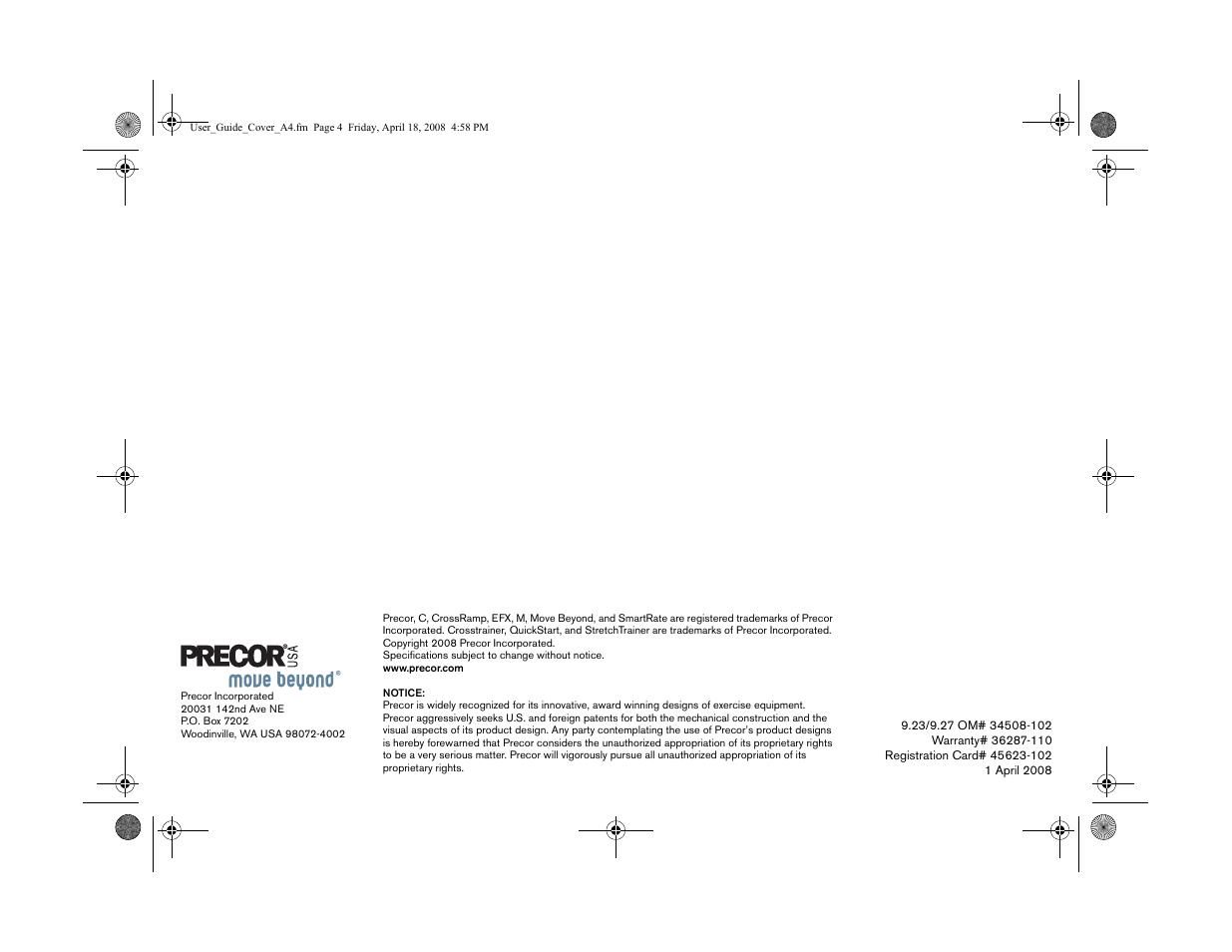 Precor MOVE BEYOND 9.23 User Manual | Page 54 / 58