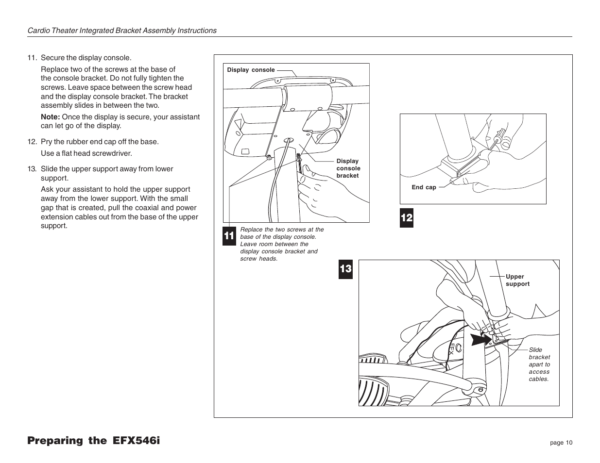 Preparing the efx546i | Precor Cardio Theater Integrated Bracket Assembly Instructions EFX LCD User Manual | Page 10 / 28