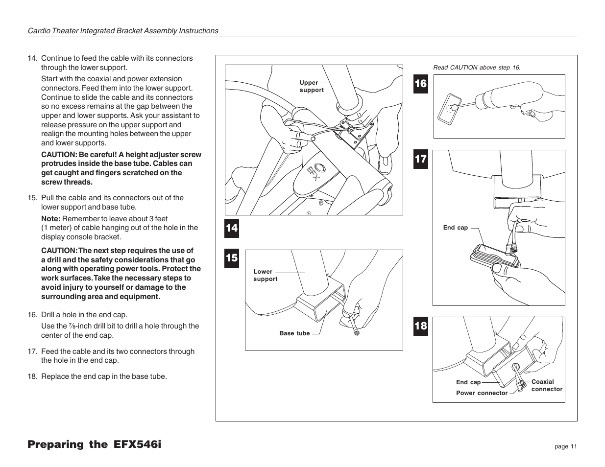 Preparing the efx546i | Precor Cardio Theater Integrated Bracket Assembly Instructions EFX LCD User Manual | Page 11 / 28