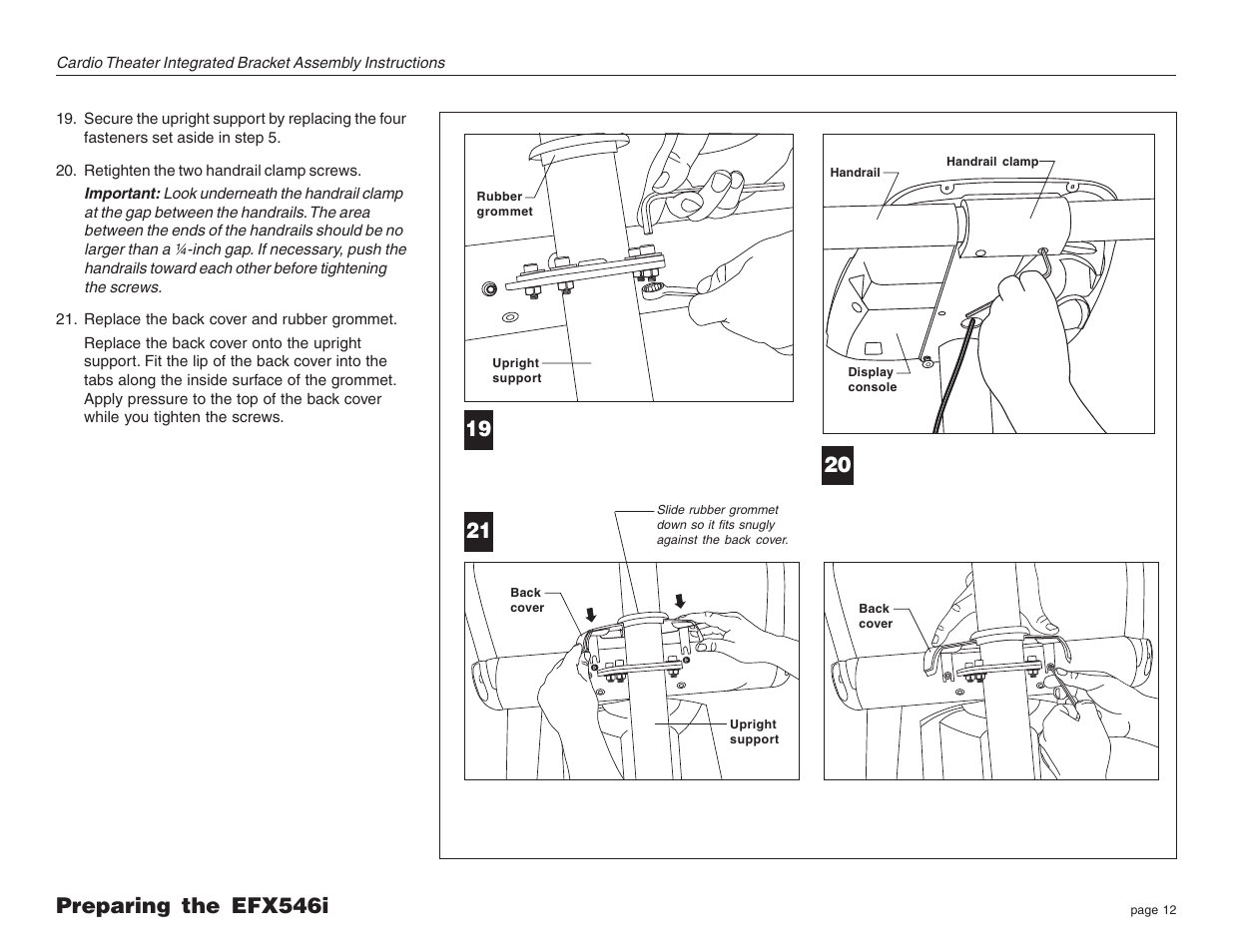 Preparing the efx546i | Precor Cardio Theater Integrated Bracket Assembly Instructions EFX LCD User Manual | Page 12 / 28