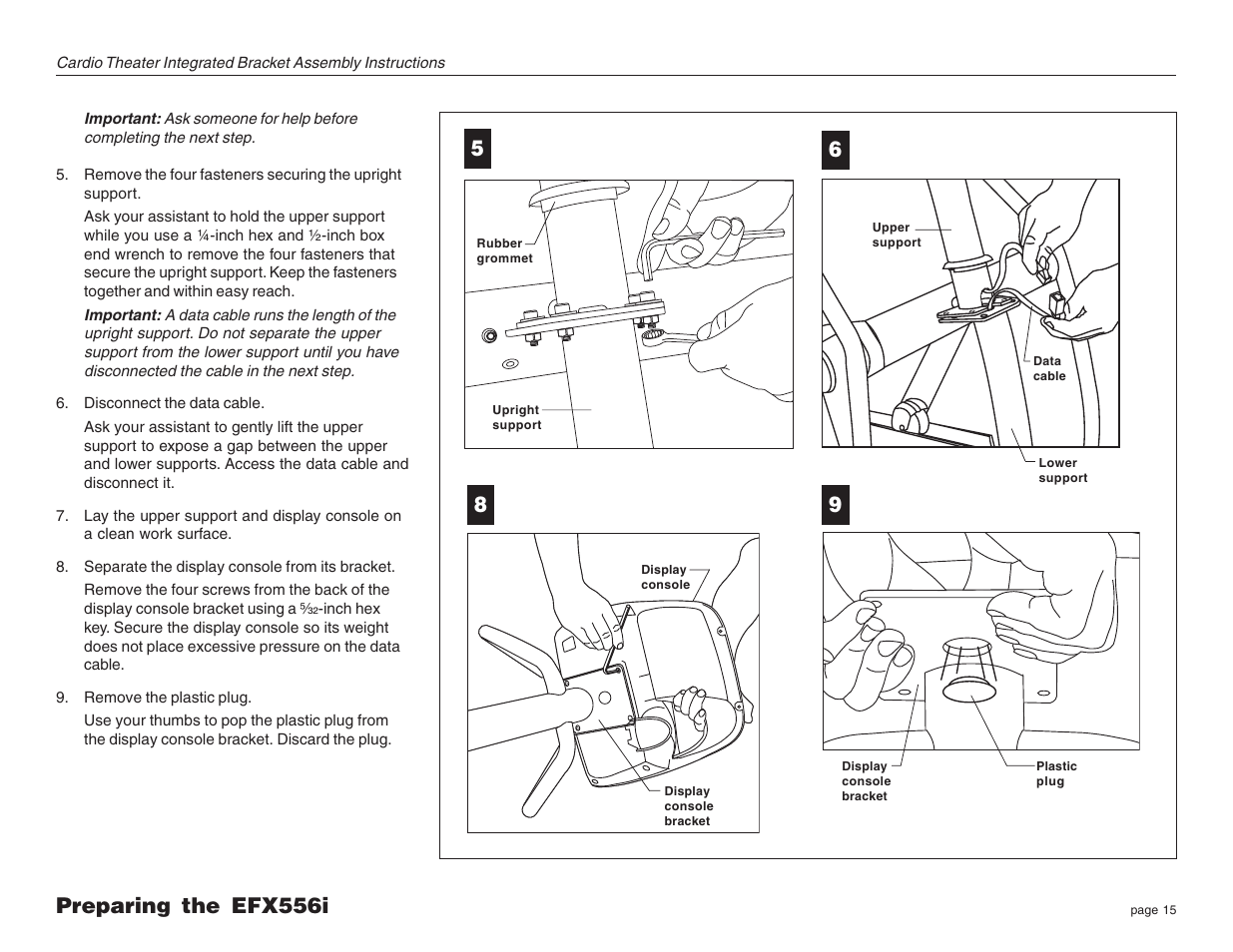 Precor Cardio Theater Integrated Bracket Assembly Instructions EFX LCD User Manual | Page 15 / 28