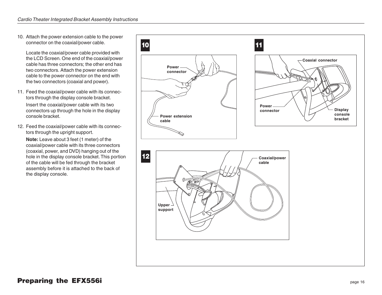 Precor Cardio Theater Integrated Bracket Assembly Instructions EFX LCD User Manual | Page 16 / 28