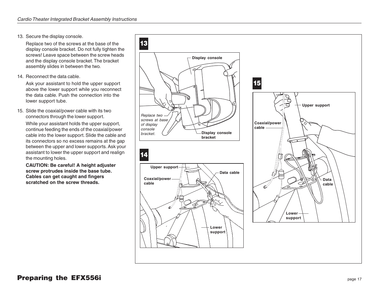 Precor Cardio Theater Integrated Bracket Assembly Instructions EFX LCD User Manual | Page 17 / 28