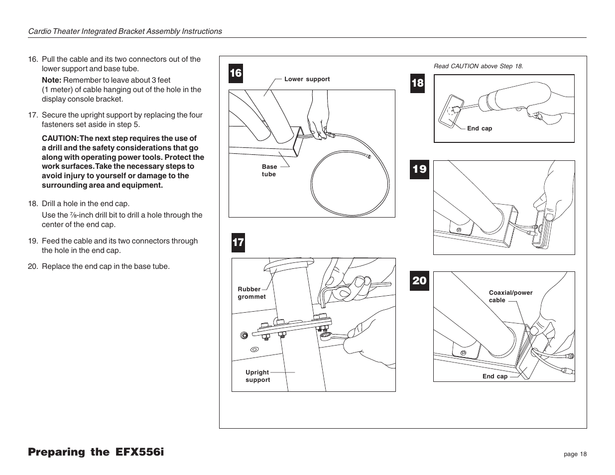 Preparing the efx556i | Precor Cardio Theater Integrated Bracket Assembly Instructions EFX LCD User Manual | Page 18 / 28