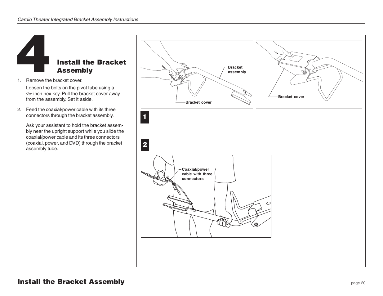 Install the bracket assembly | Precor Cardio Theater Integrated Bracket Assembly Instructions EFX LCD User Manual | Page 20 / 28