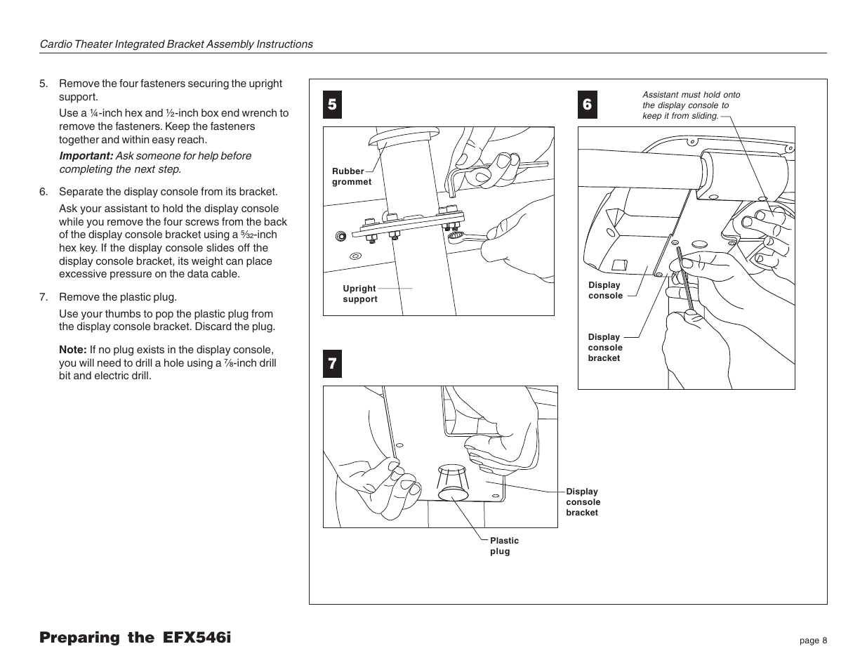 Preparing the efx546i | Precor Cardio Theater Integrated Bracket Assembly Instructions EFX LCD User Manual | Page 8 / 28