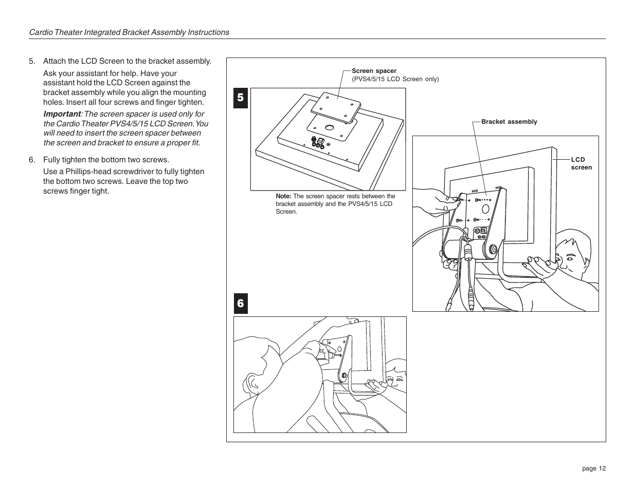 Precor Cardio Theater Integrated Bracket C764i User Manual | Page 12 / 16
