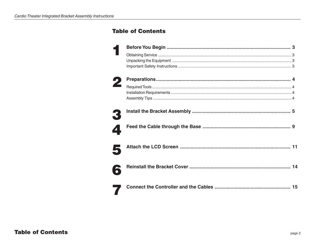 Precor Cardio Theater Integrated Bracket C764i User Manual | Page 2 / 16