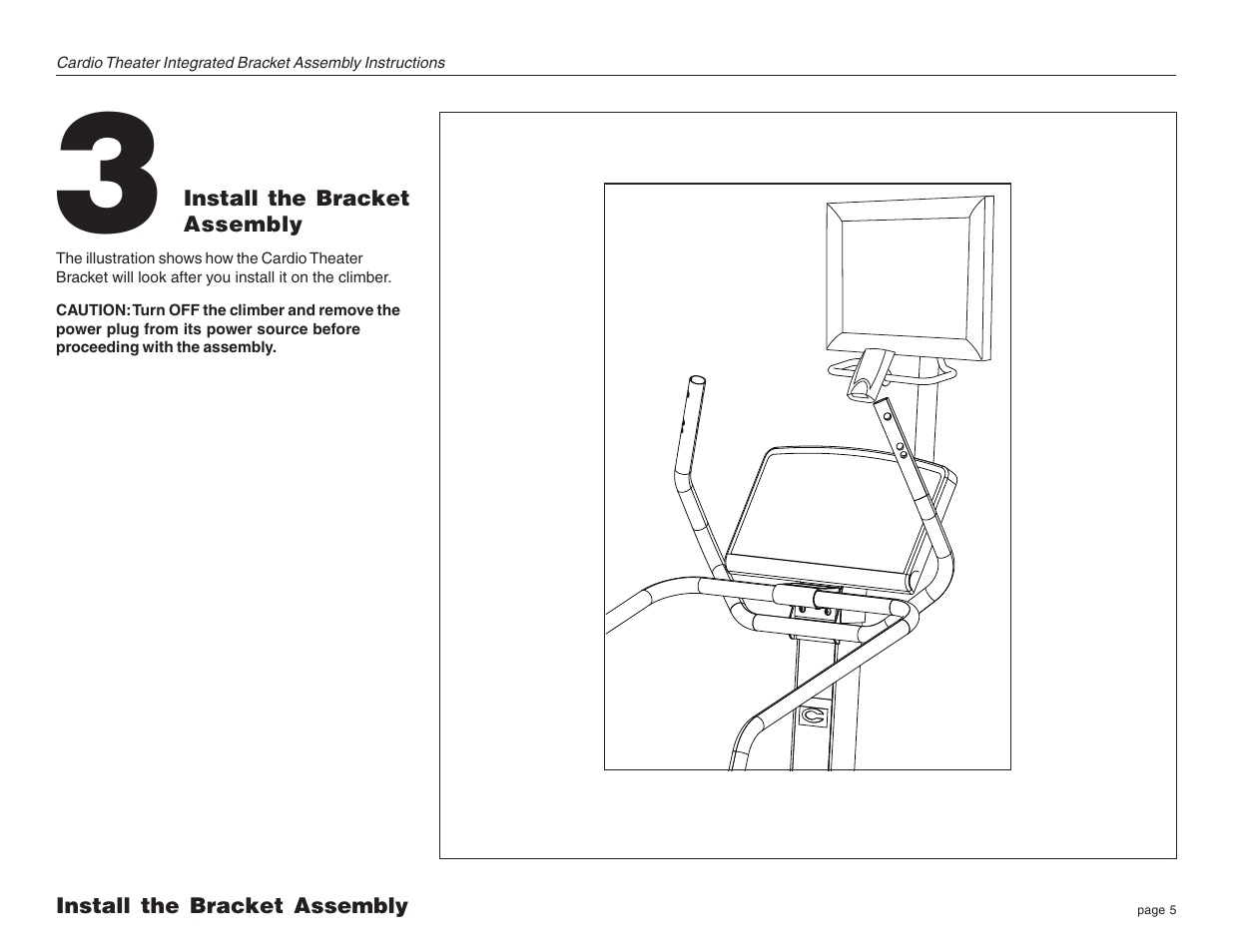 Install the bracket assembly | Precor Cardio Theater Integrated Bracket C764i User Manual | Page 5 / 16