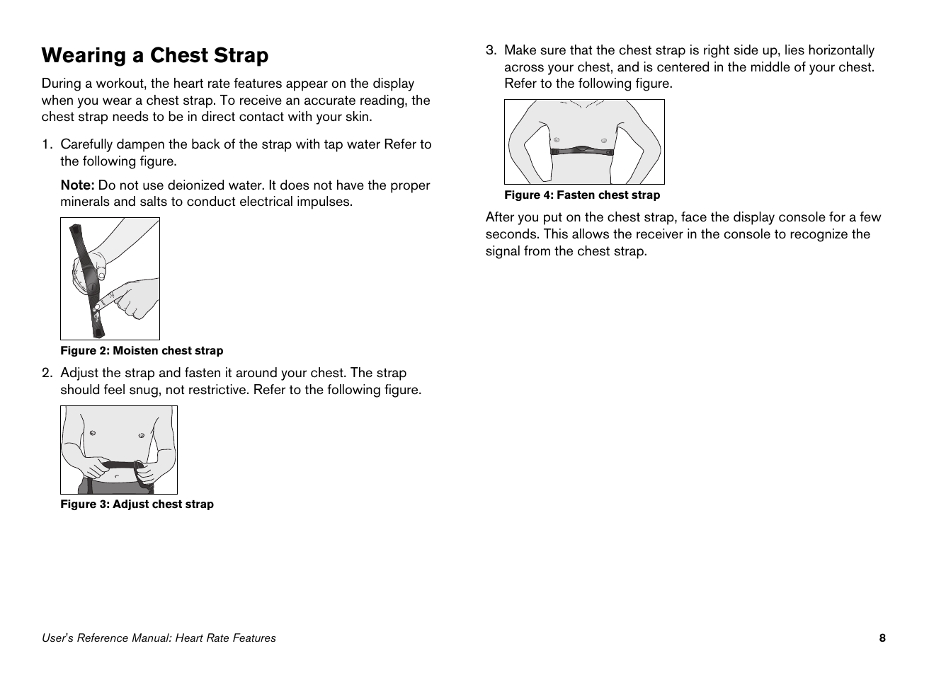 Wearing a chest strap | Precor Ellipticals EFX532i User Manual | Page 54 / 96