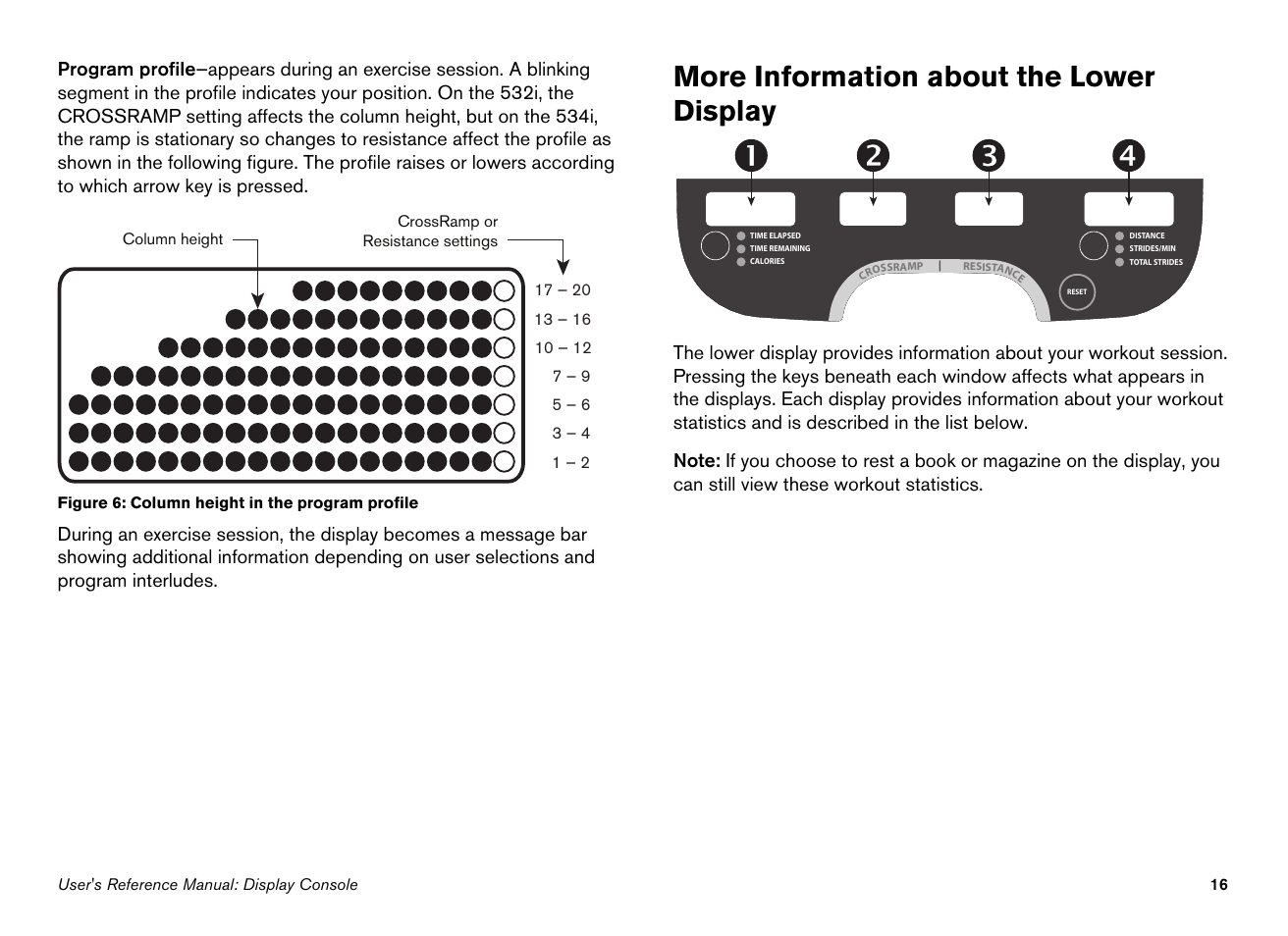 More information about the lower display | Precor Ellipticals EFX532i User Manual | Page 62 / 96