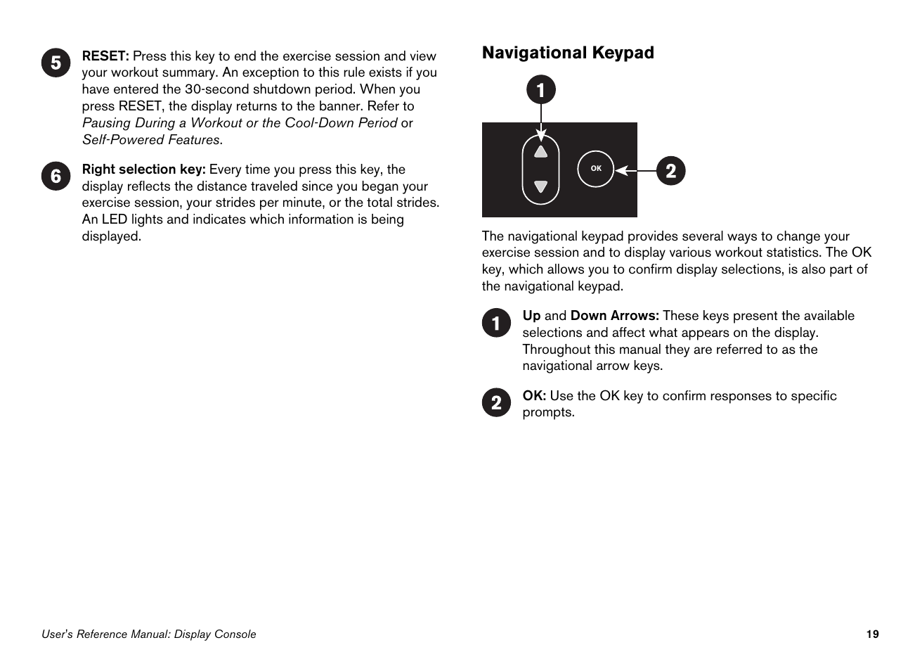 Navigational keypad | Precor Ellipticals EFX532i User Manual | Page 65 / 96
