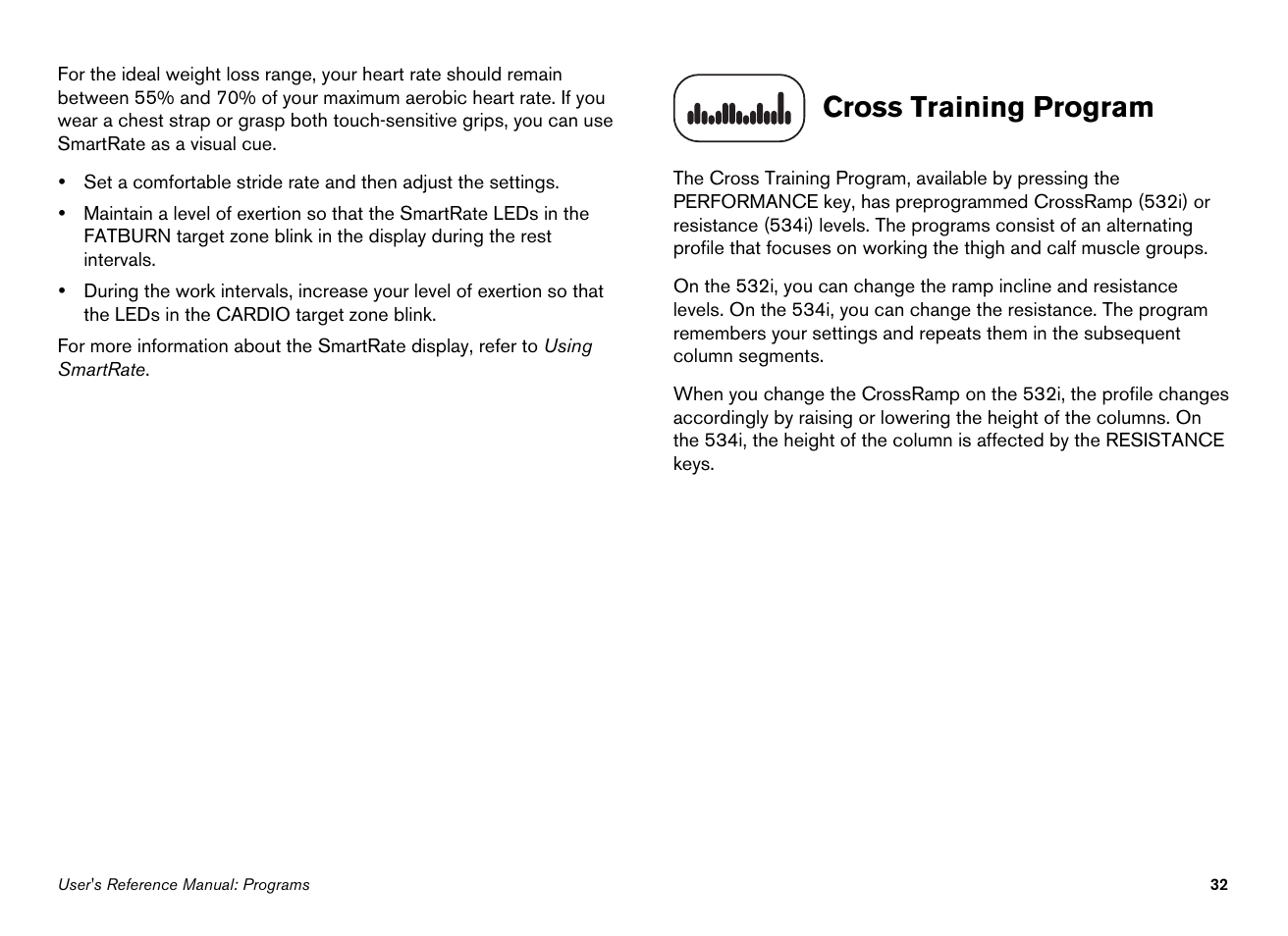 Cross training program | Precor Ellipticals EFX532i User Manual | Page 78 / 96
