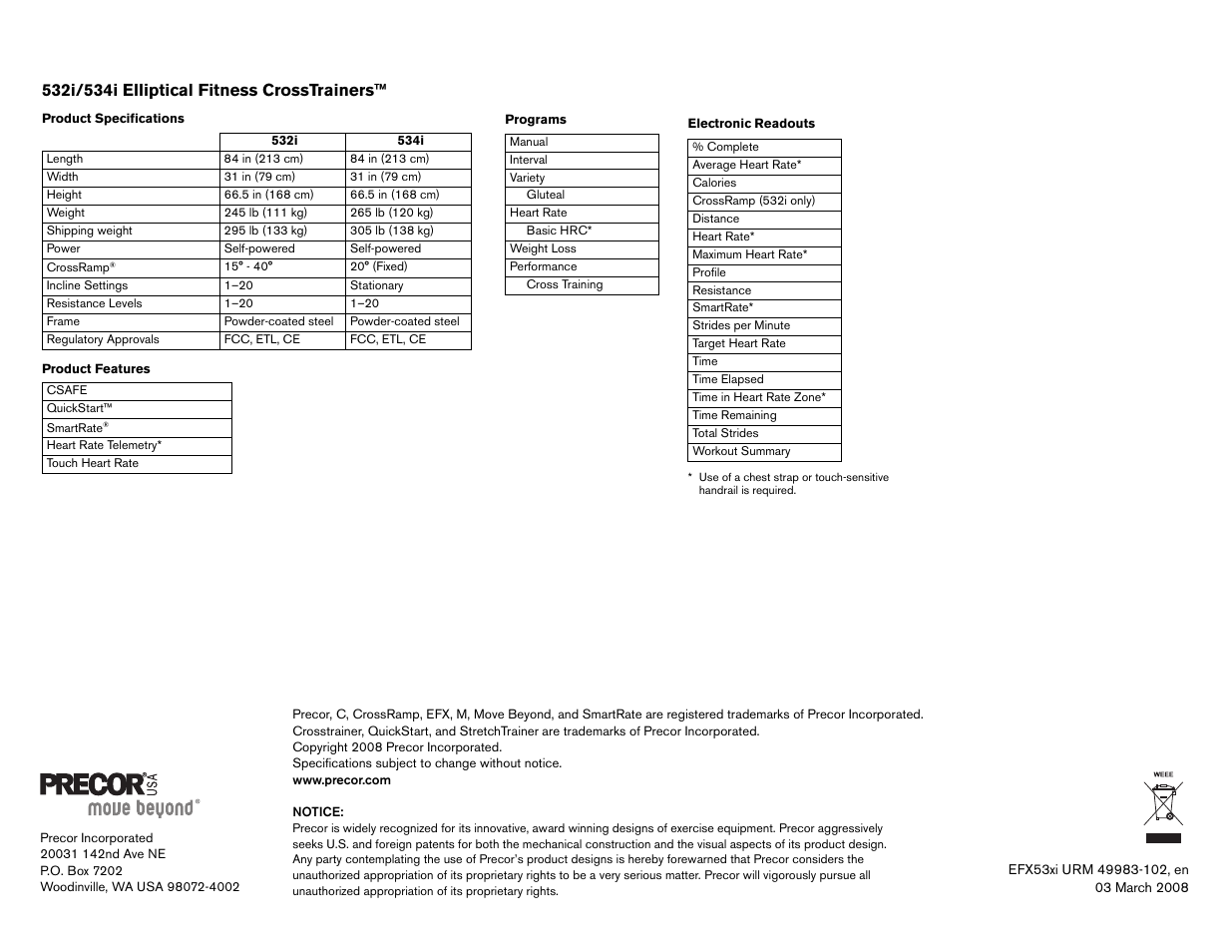 Precor Ellipticals EFX532i User Manual | Page 80 / 96