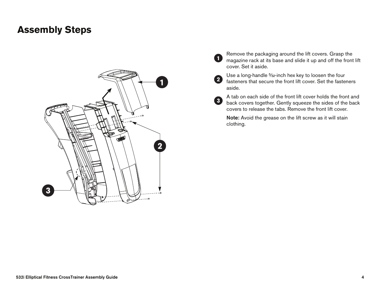Assembly steps | Precor Ellipticals EFX532i User Manual | Page 86 / 96