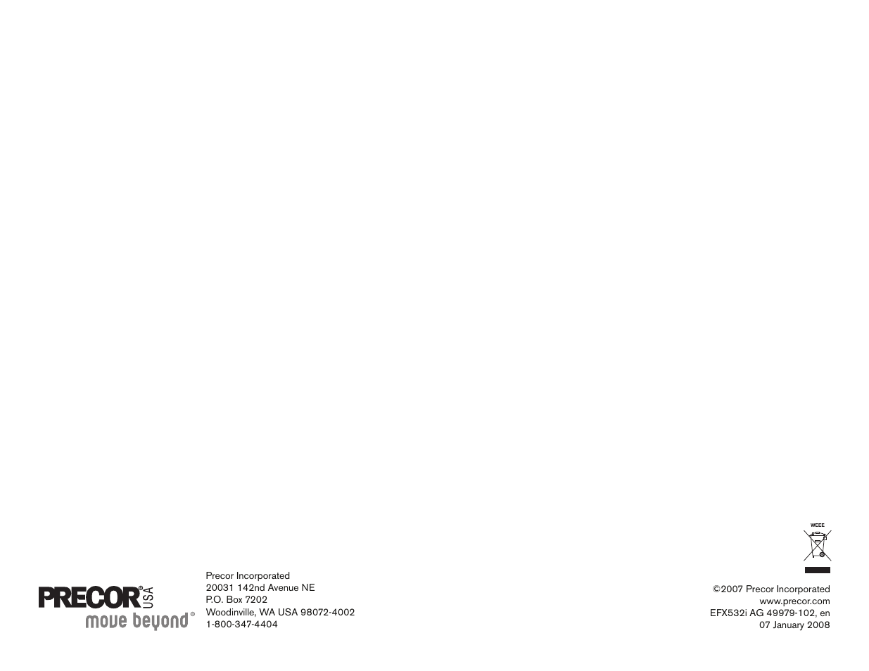 Precor Ellipticals EFX532i User Manual | Page 96 / 96