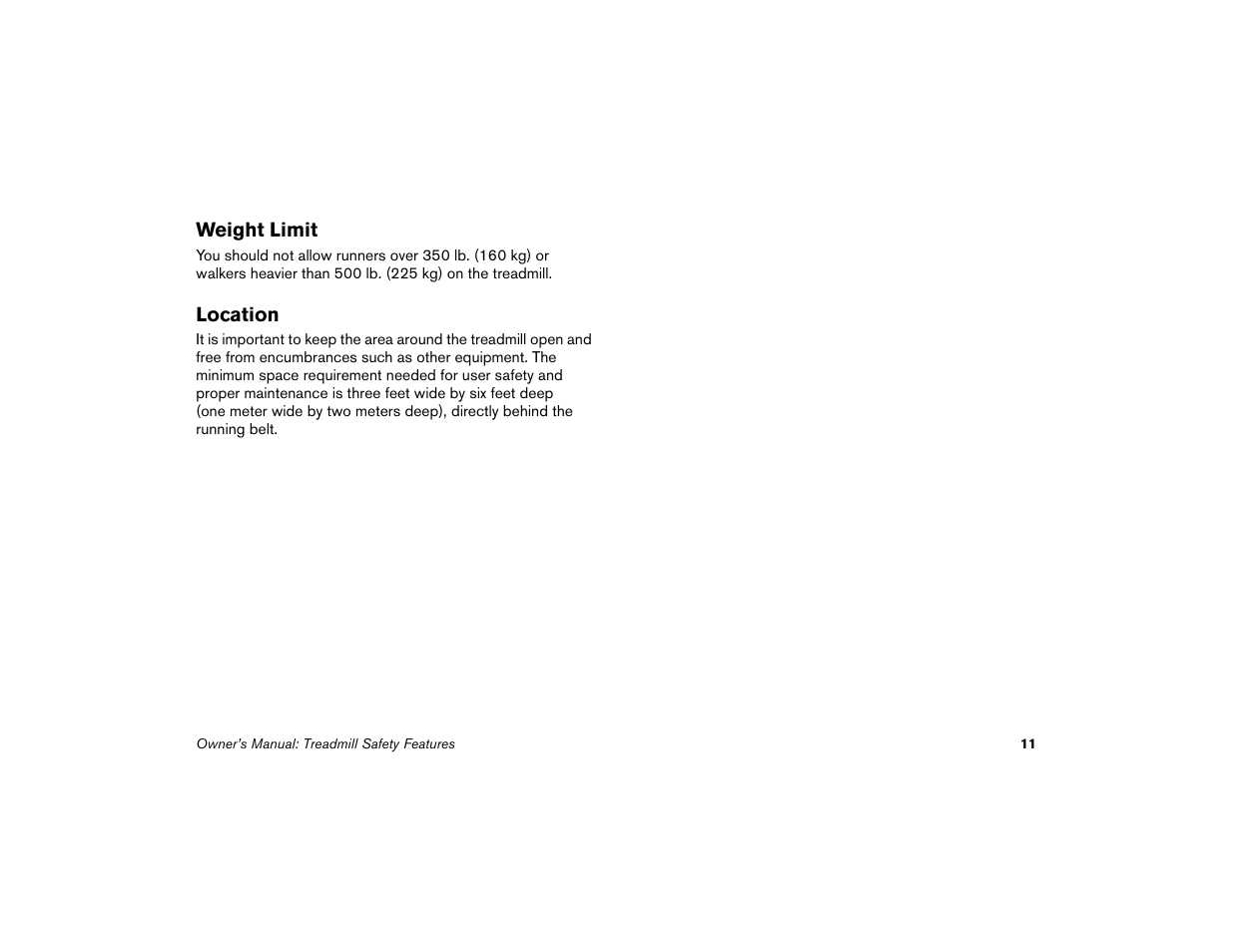 Weight limit, Location, Weight limit location | Precor Low-Impact Threadmill M9.57 User Manual | Page 13 / 94