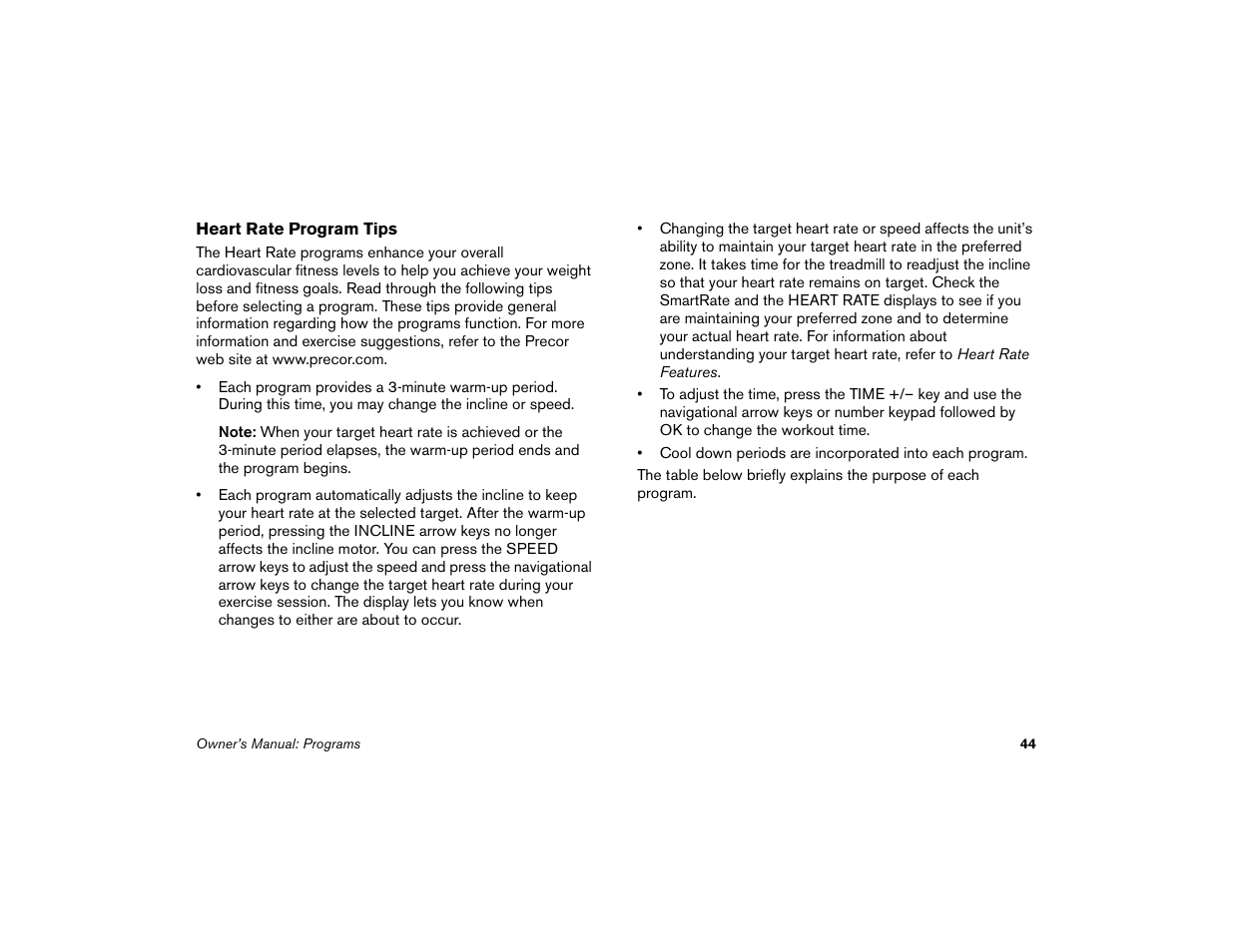 Precor Low-Impact Threadmill M9.57 User Manual | Page 46 / 94