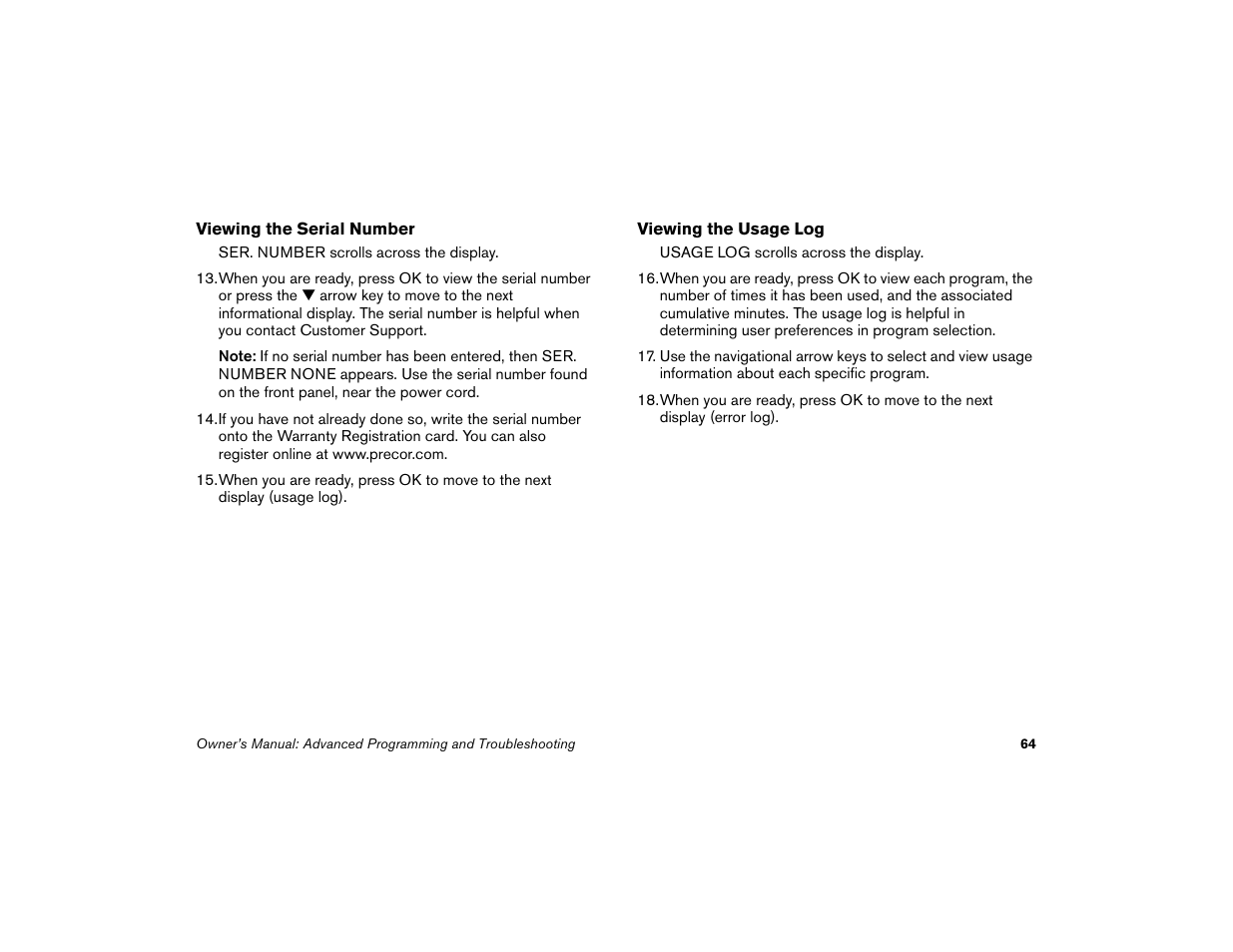 Precor Low-Impact Threadmill M9.57 User Manual | Page 66 / 94