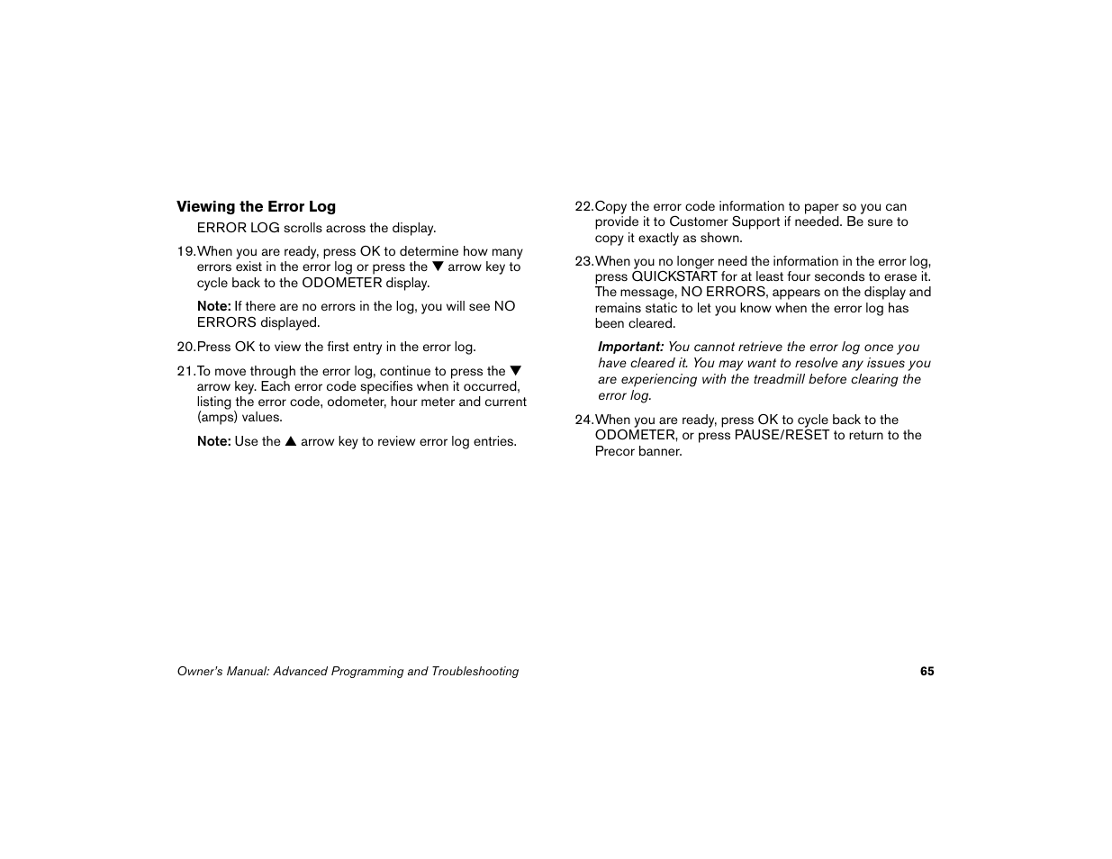 Precor Low-Impact Threadmill M9.57 User Manual | Page 67 / 94