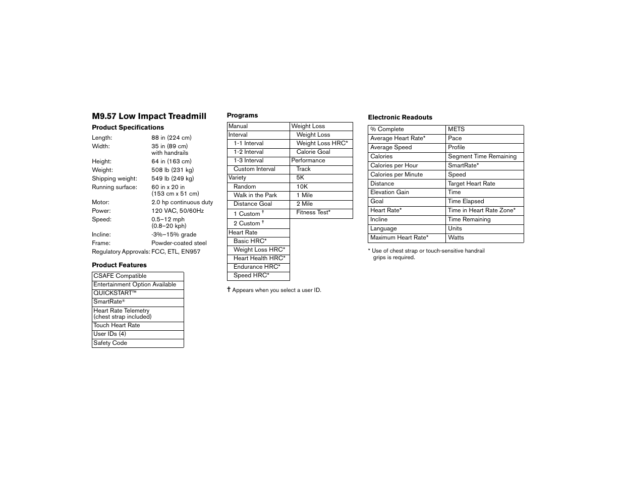 M9.57 low impact treadmill | Precor Low-Impact Threadmill M9.57 User Manual | Page 79 / 94