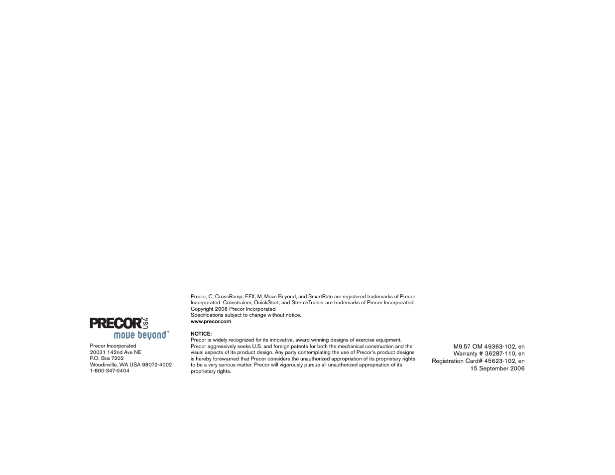 Precor Low-Impact Threadmill M9.57 User Manual | Page 80 / 94