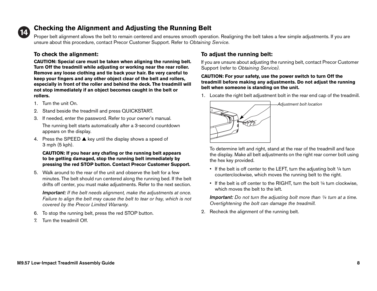 Precor Low-Impact Threadmill M9.57 User Manual | Page 92 / 94