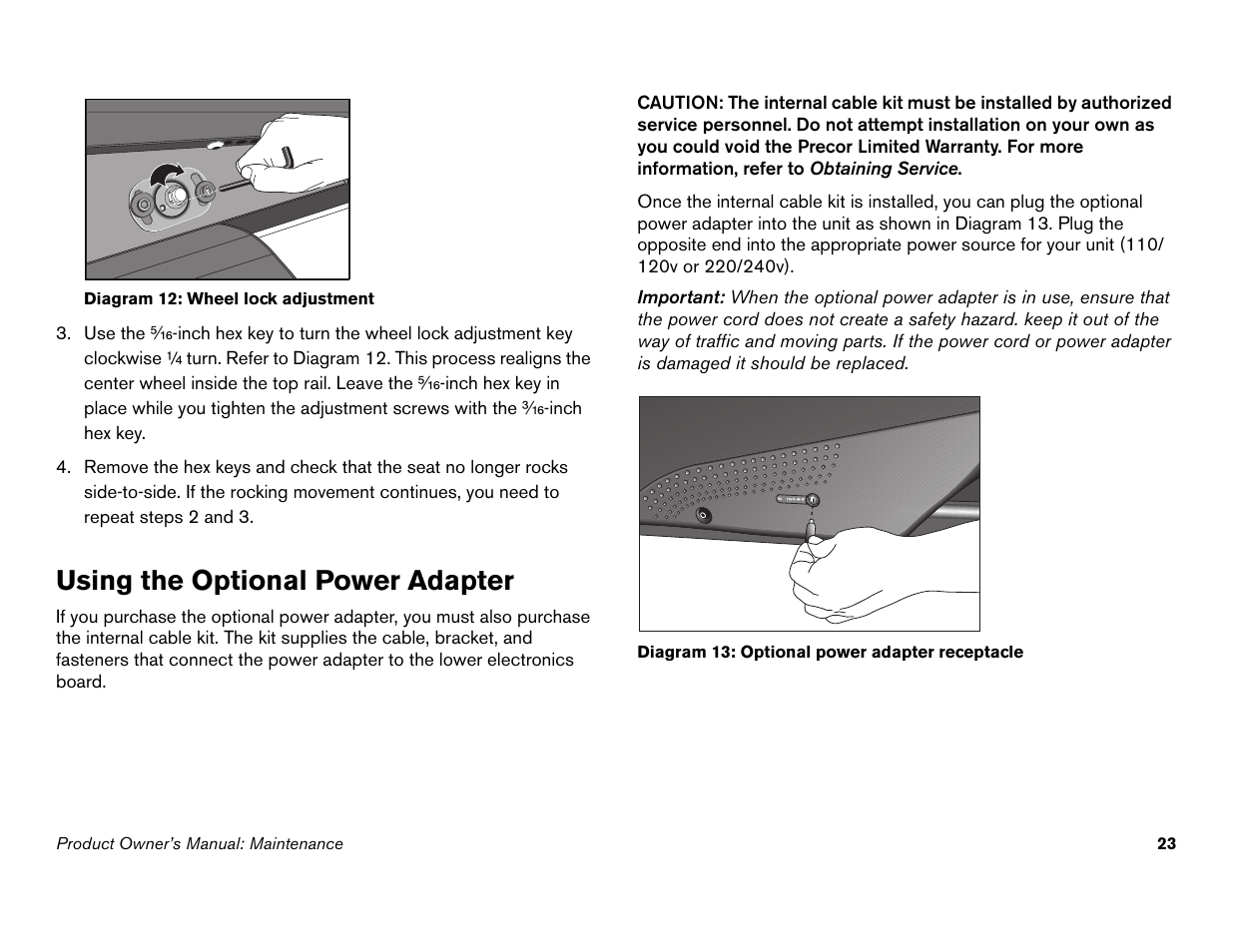 Using the optional power adapter | Precor Commercial Cycles C846i User Manual | Page 25 / 68