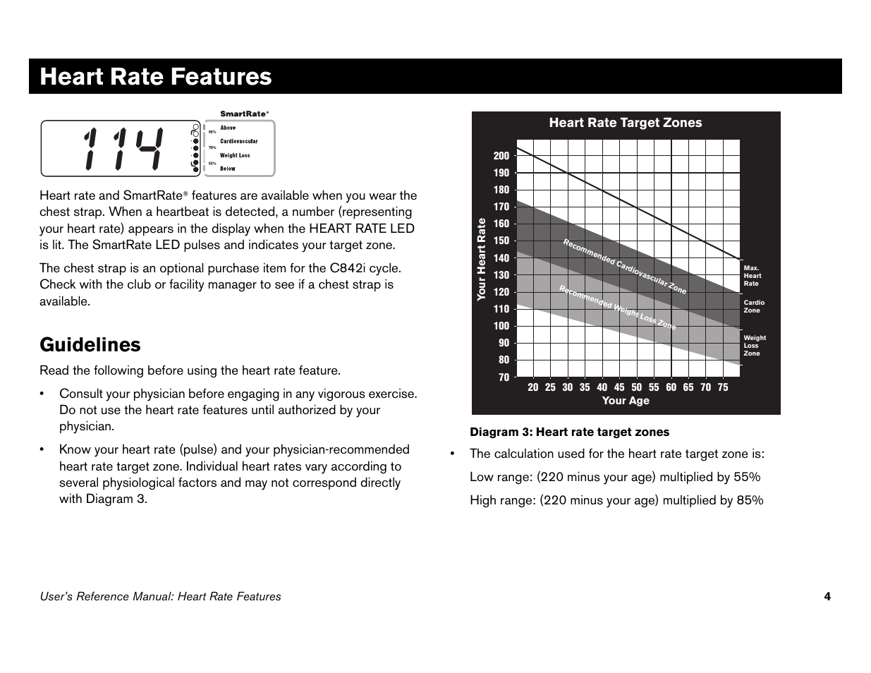 Heart rate features, Guidelines | Precor Commercial Cycles C846i User Manual | Page 38 / 68