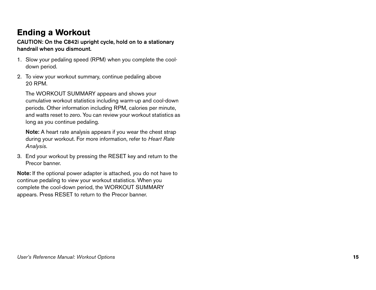 Ending a workout | Precor Commercial Cycles C846i User Manual | Page 49 / 68